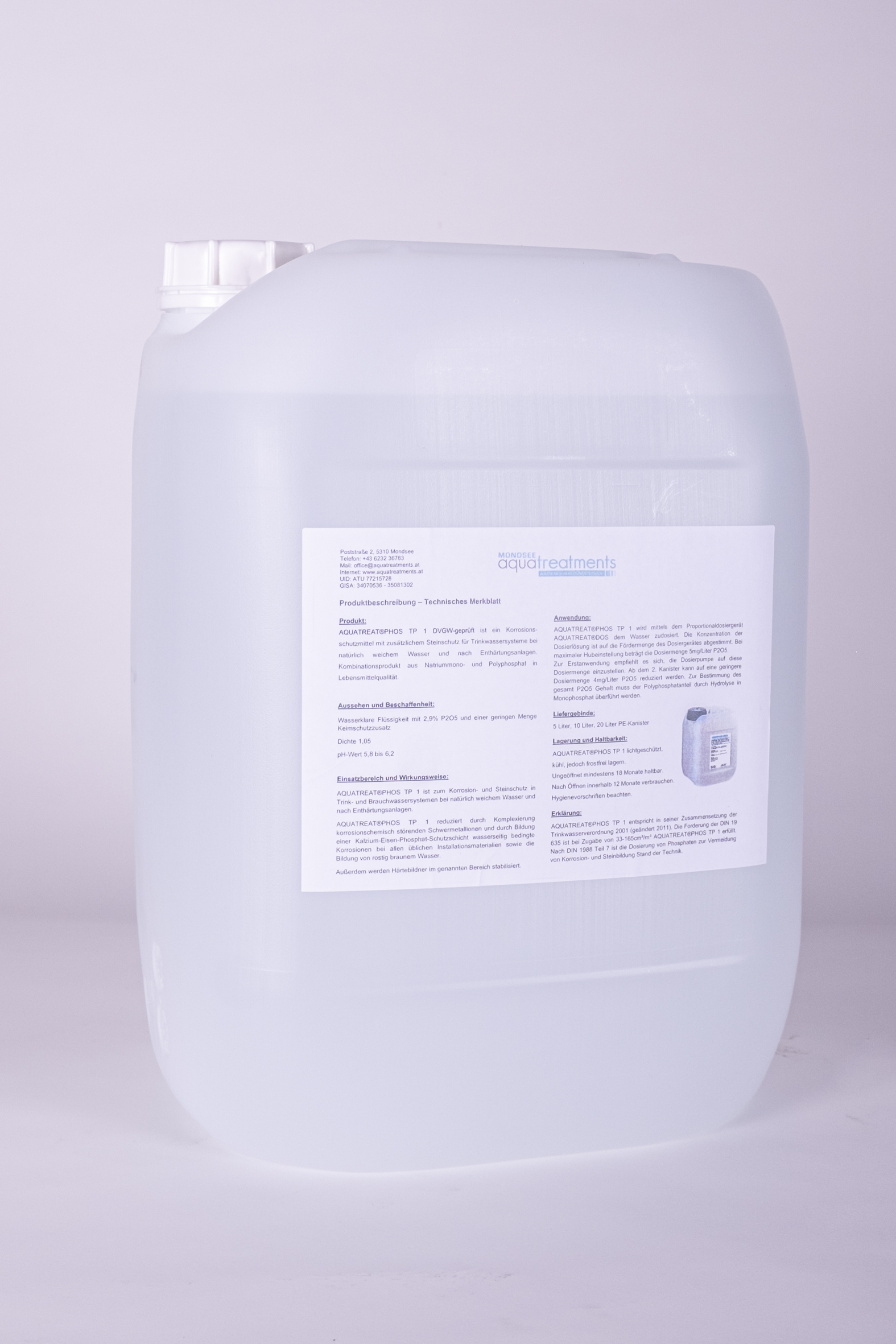 aquatreatPHOS Dosiermittel im Kanister, mit Trinkwasserzulassung
